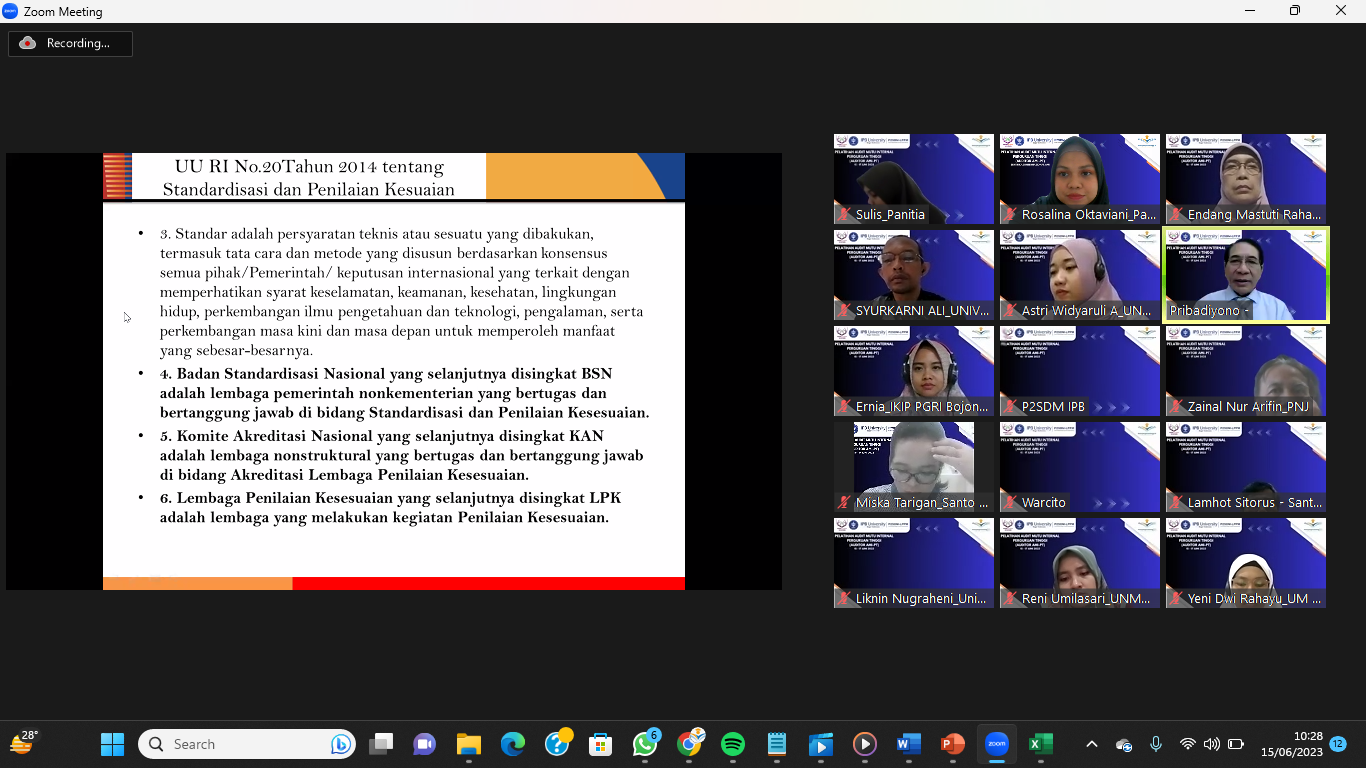 PELATIHAN DAN SERTIFIKASI AUDITOR AUDIT MUTU INTERNAL (AMI-PT)