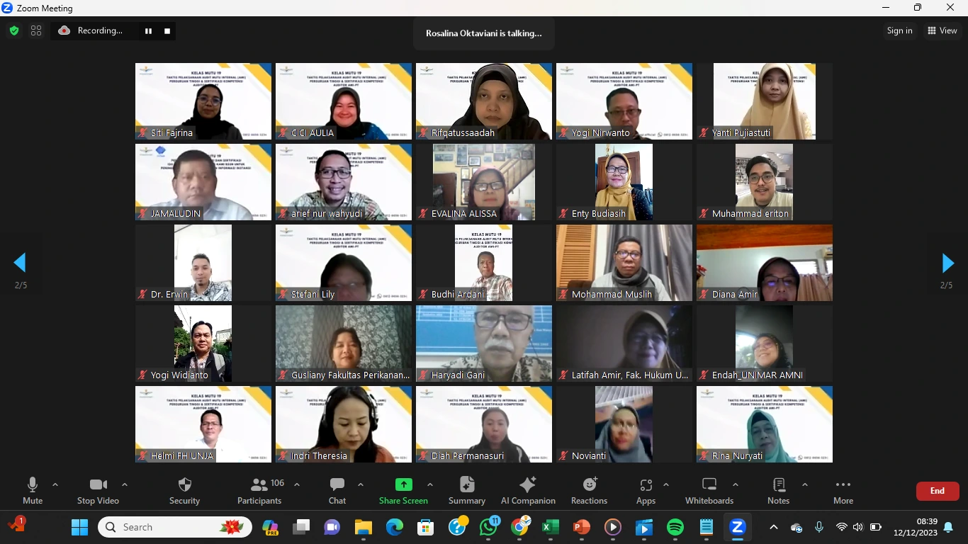 WEBINAR NASIONAL : TAKTIS PELAKSANAAN AUDIT MUTU INTERNAL (AMI) PERGURUAN TINGGI DAN SERTIFIKASI KOMPETENSI AUDITOR AMI-PT