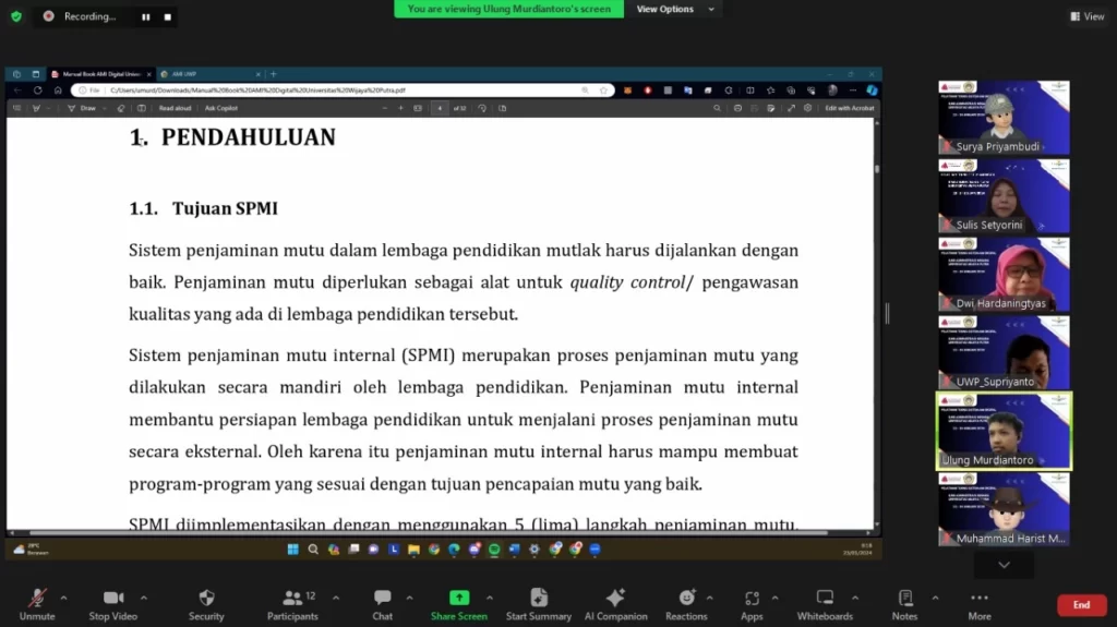 PELATIHAN SISTEM AMI DIGITAL UNIVERSITAS WIJAYA PUTRA
