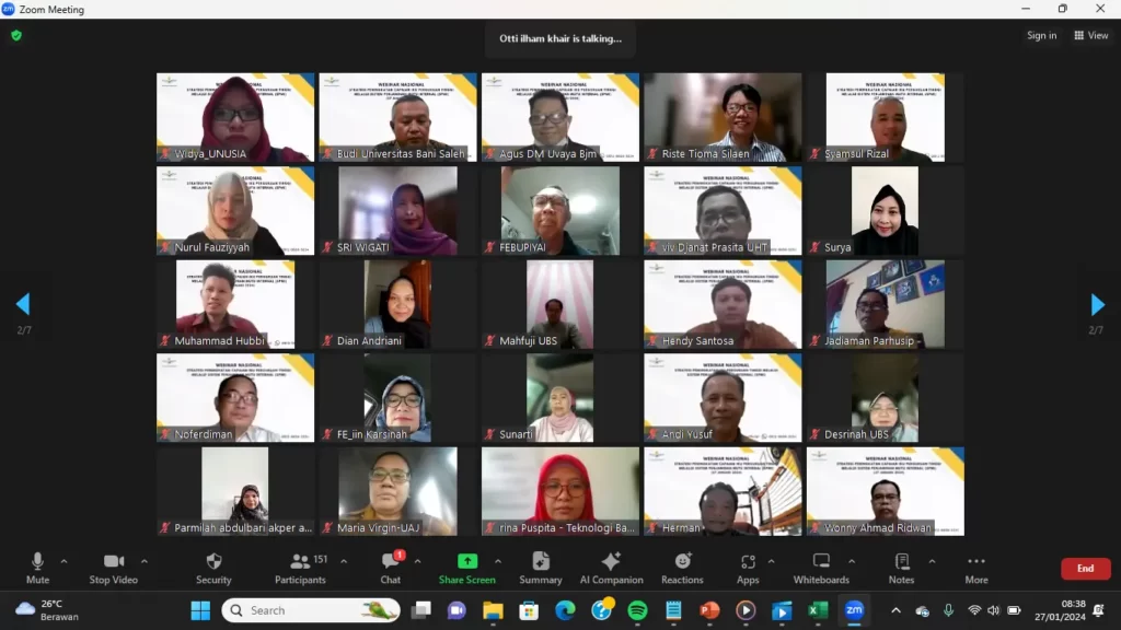WEBINAR NASIONAL : STRATEGI PENINGKATAN CAPAIAN IKU PERGURUAN TINGGI MELALUI SPMI