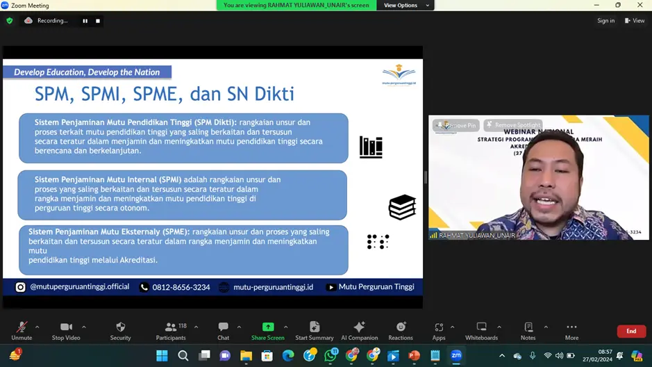 WEBINAR NASIONAL : STRATEGI PROGRAM STUDI LAMEMBA MERAIH AKREDITASI UNGGUL