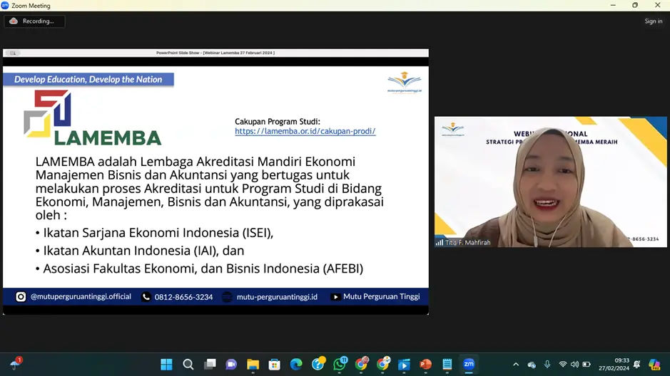 WEBINAR NASIONAL : STRATEGI PROGRAM STUDI LAMEMBA MERAIH AKREDITASI UNGGUL