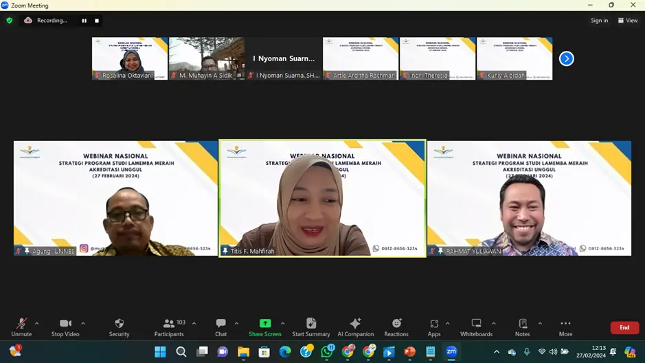 WEBINAR NASIONAL : STRATEGI PROGRAM STUDI LAMEMBA MERAIH AKREDITASI UNGGUL