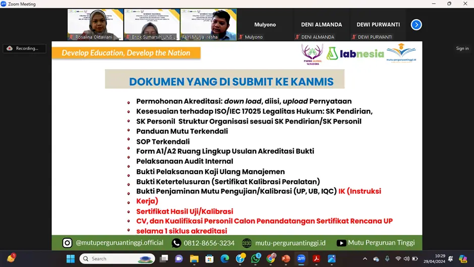 WEBINAR NASIONAL : STRATEGI SUKSES AKREDITASI INTERNASIONAL LABORATORIUM PERGURUAN TINGGI