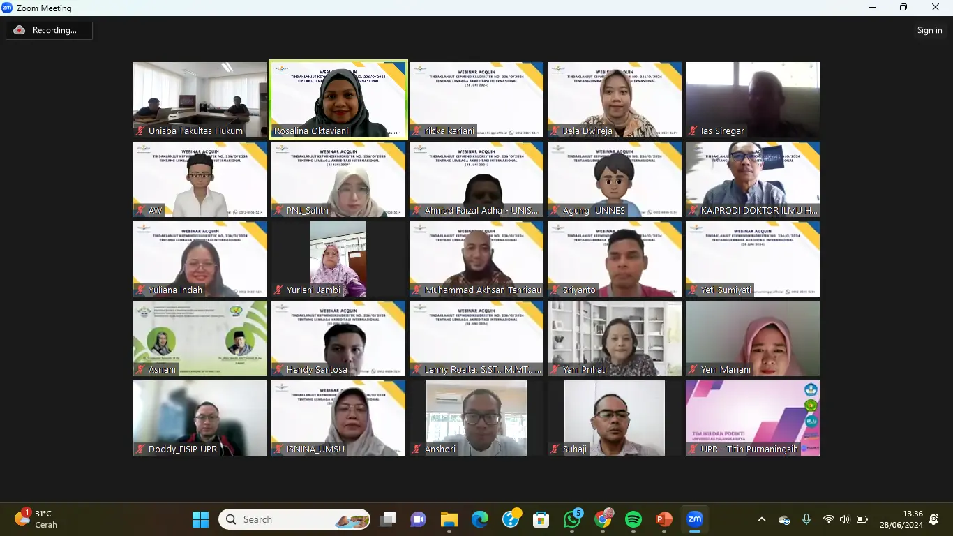 WEBINAR ACQUIN : TINDAKLANJUT KEPMENDIKBUDRISTEK NOMOR 236/O/2024 TENTANG LEMBAGA AKREDITASI INTERNASIONAL