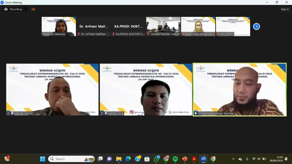 Webinar ACQUIN: Implementasi Kepmendikbudristek 236/O/2024, akreditasi internasional, perguruan tinggi Indonesia 2
