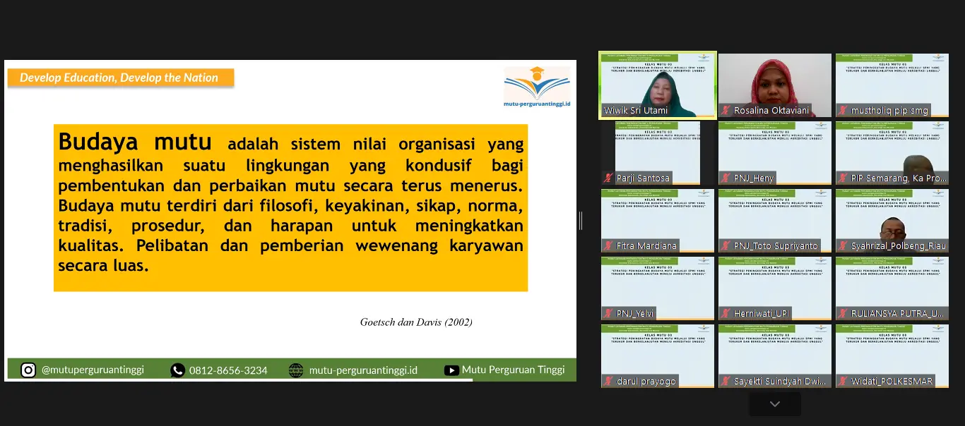 Webinar Penguatan Budaya Mutu Melalui SPMI: Strategi Menuju Akreditasi Unggul