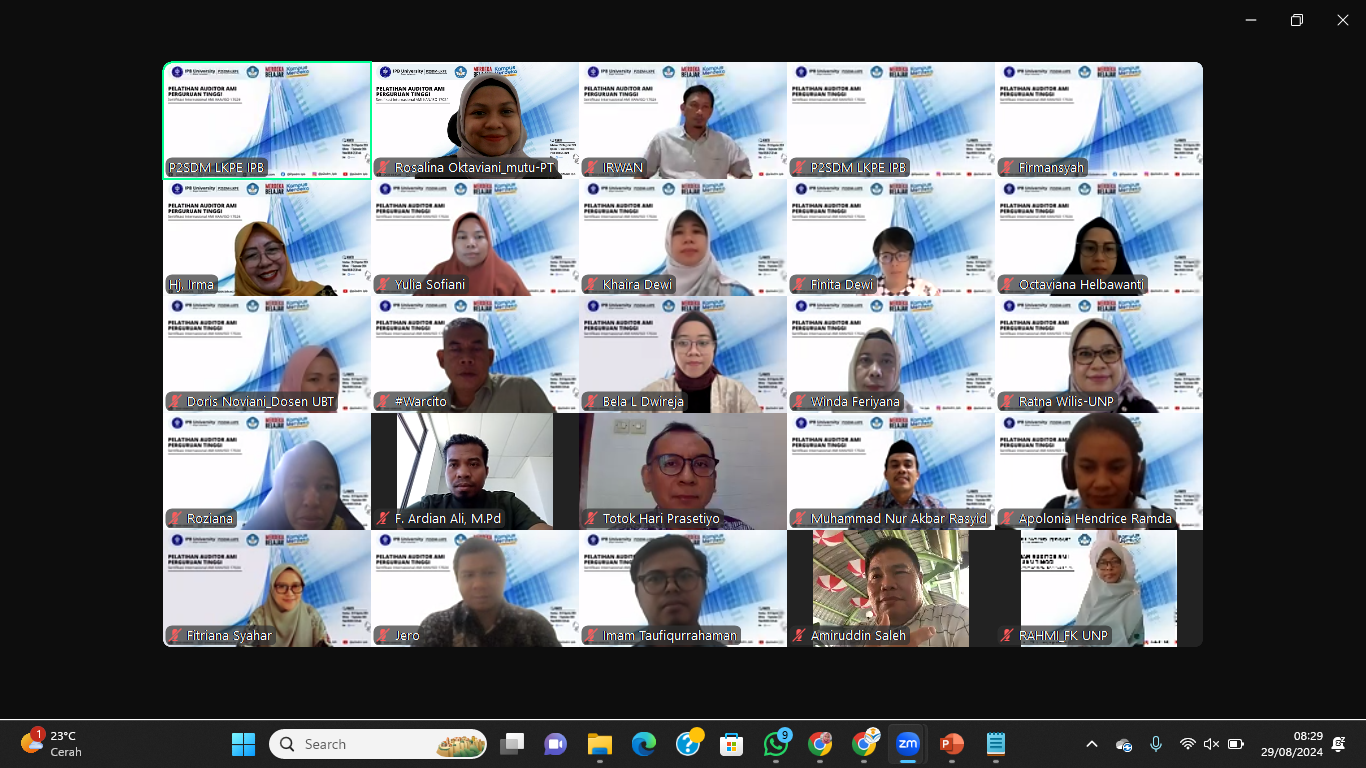 Sukses Gelar Pelatihan dan Sertifikasi AMI-PT Agustus 2024: Meningkatkan Kompetensi Auditor Internal Perguruan Tinggi