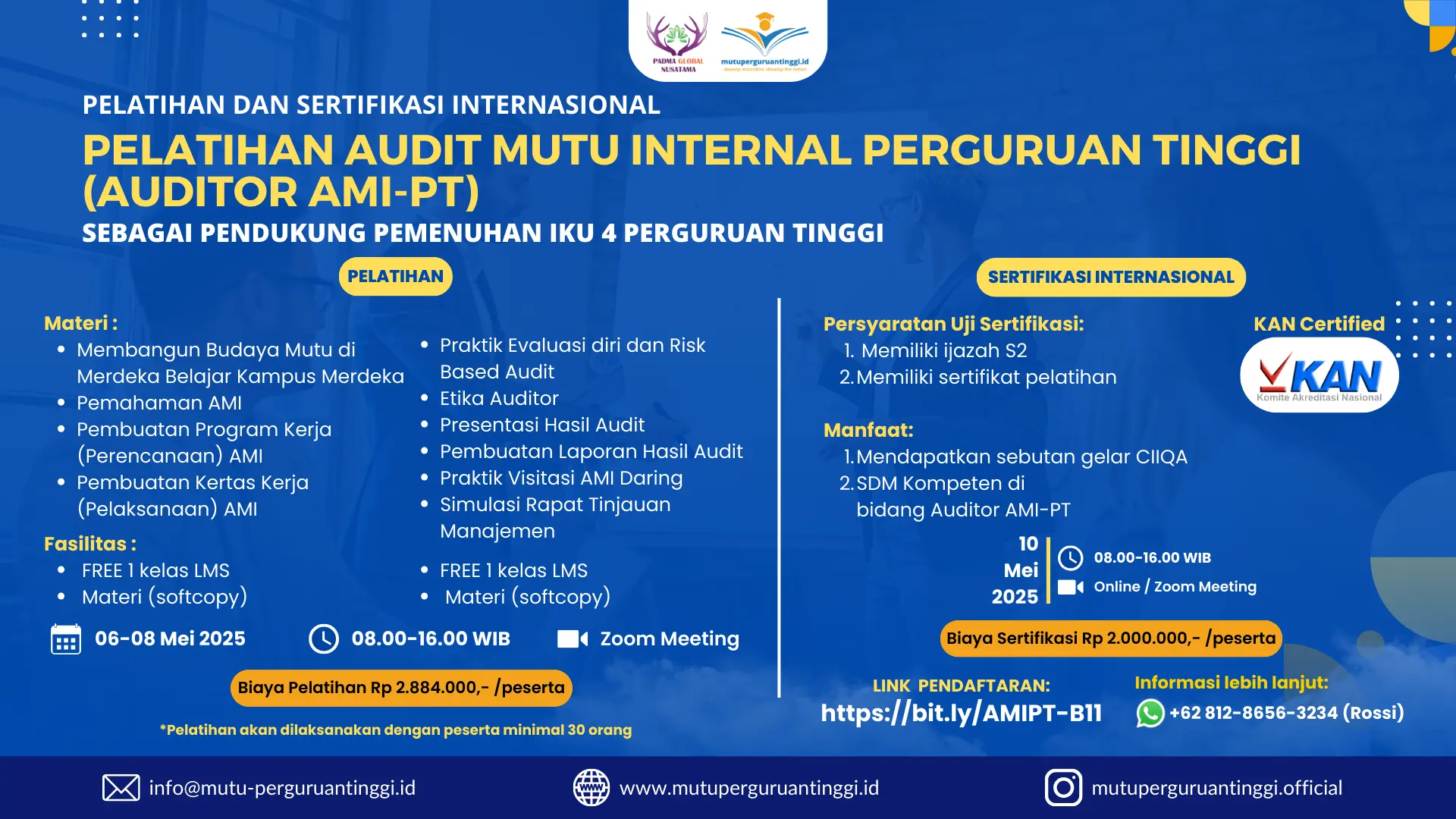 Pelatihan Audit Mutu Internal Perguruan Tinggi Auditor AMI PT-B11
