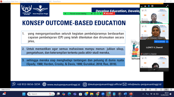 Pelatihan ToT OBE Nasional: Langkah Nyata Transformasi Kurikulum Perguruan Tinggi