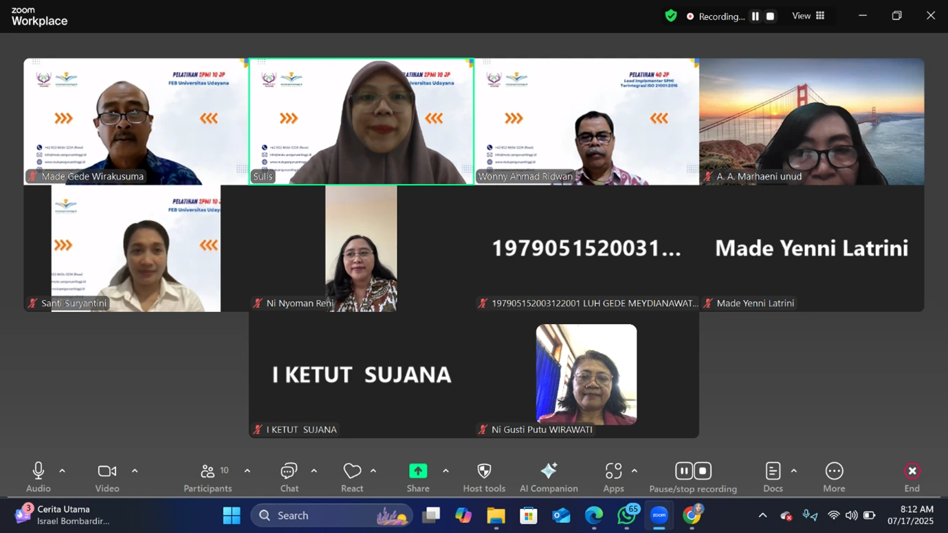 In-House Training SPMI FEB Universitas Udayana Sukses Digelar Bersama MutuPerguruanTinggi.id
