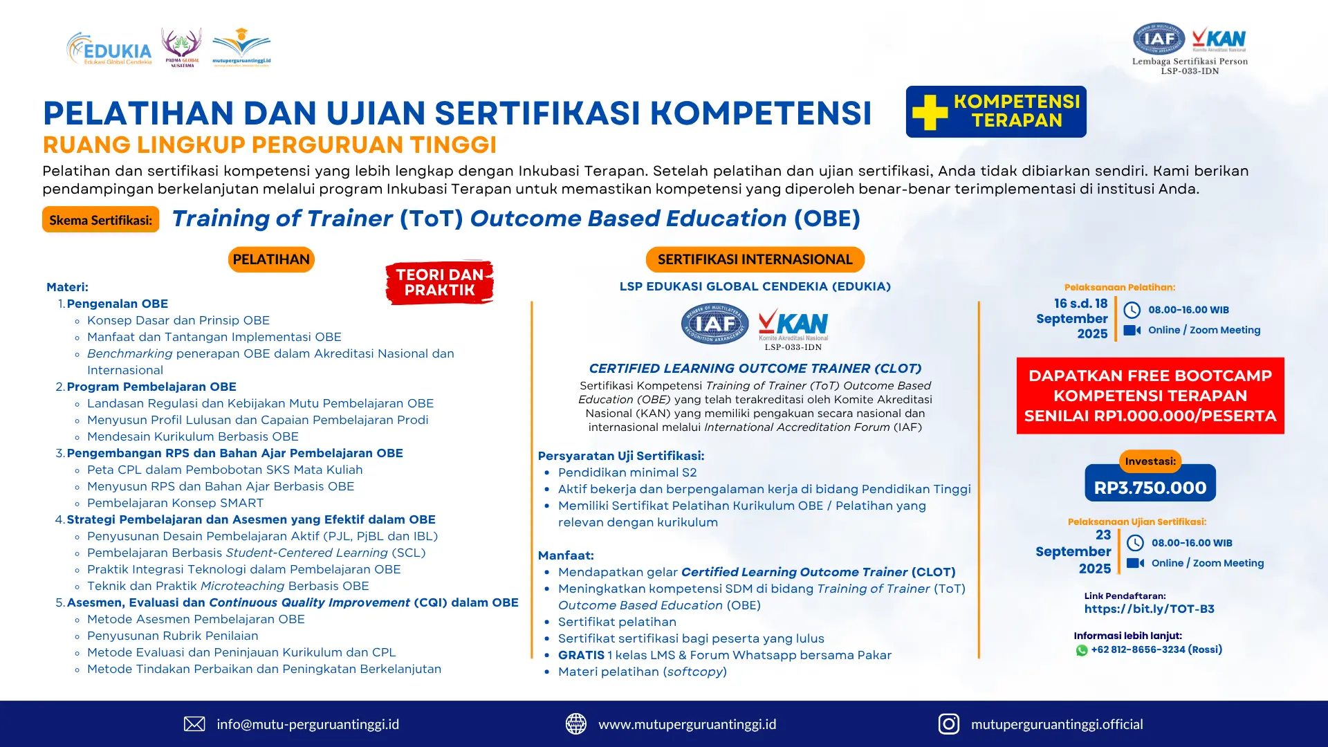 Pelatihan dan Serkom TOT OBE-September 2025