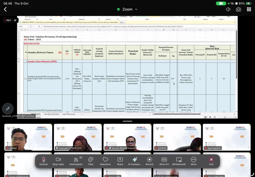 Siap Hadapi Tantangan Global: UPR Sukses Gelar In House Training SPMI Terintegrasi ISO 21001:2018 Bersama Mutuperguruantinggi.id 2