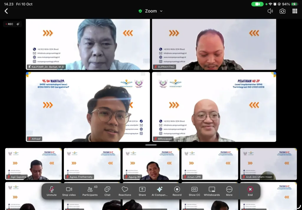 Siap Hadapi Tantangan Global: UPR Sukses Gelar In House Training SPMI Terintegrasi ISO 21001:2018 Bersama Mutuperguruantinggi.id
