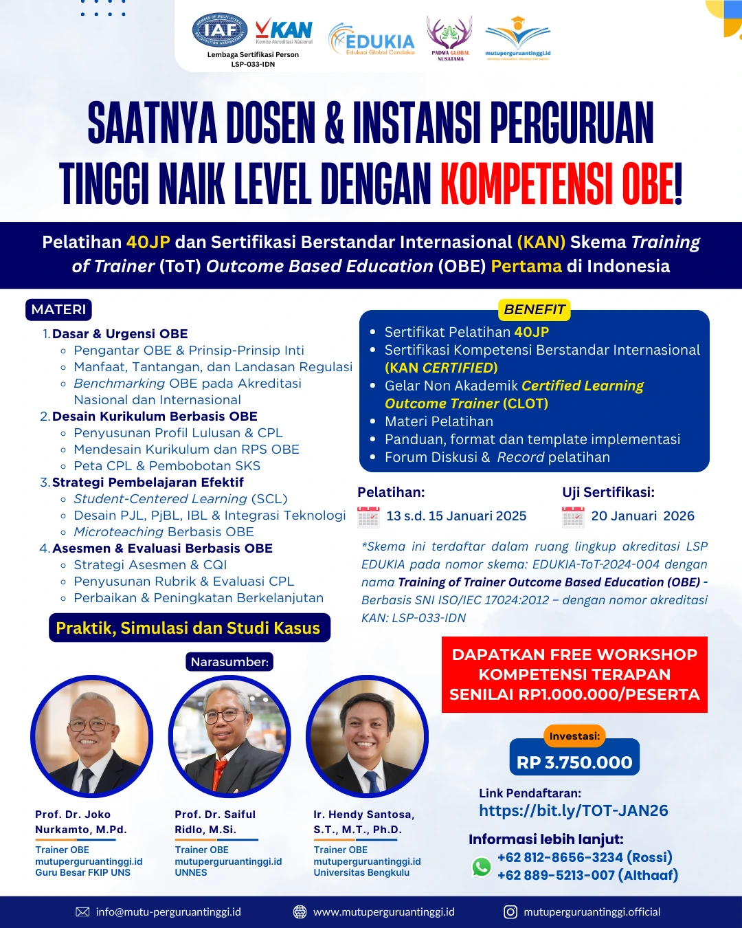 Pelatihan dan Serkom TOT OBE-Januari 2026