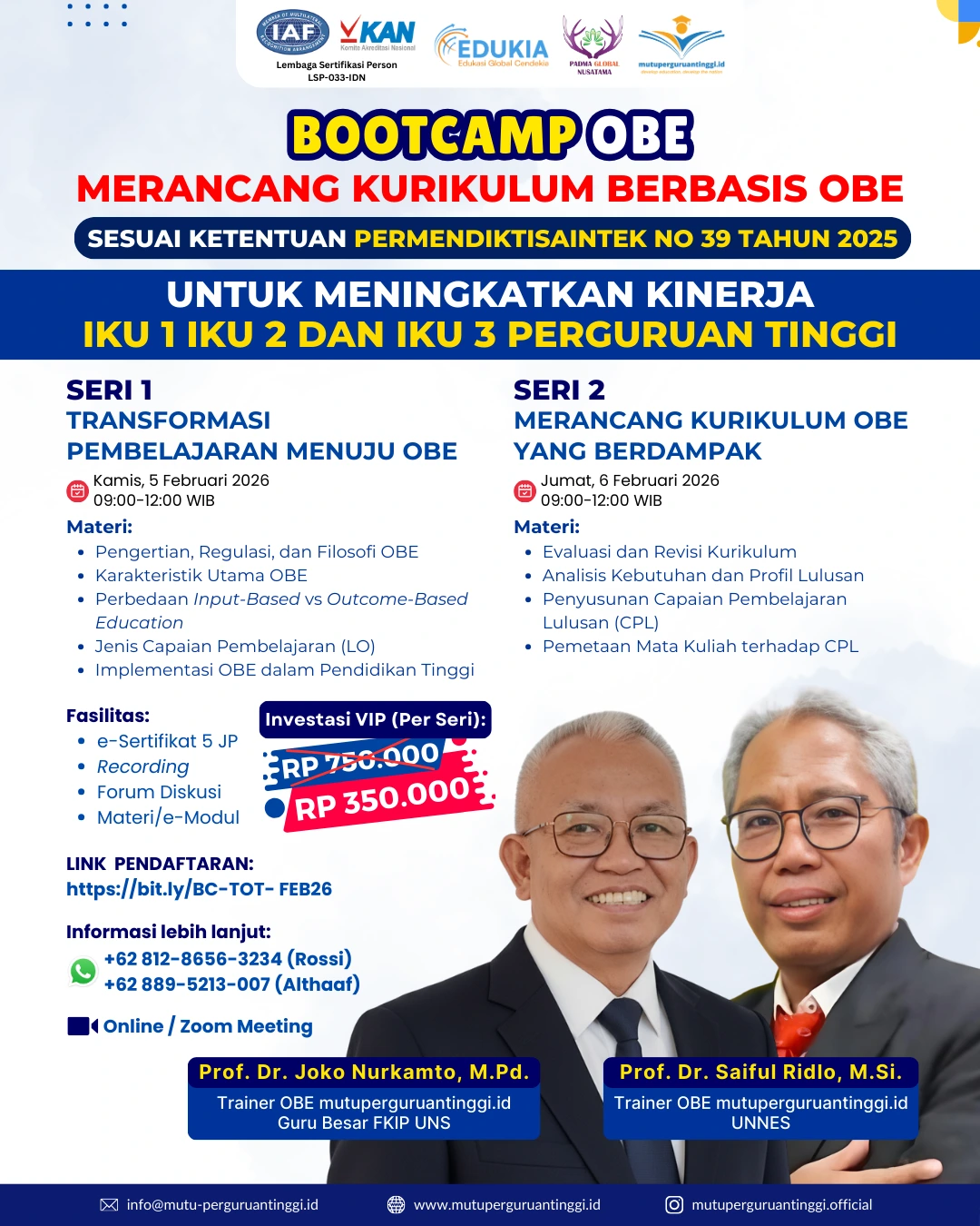 Bootcamp-Training of Trainer Outcome Based Education-Februari 2026