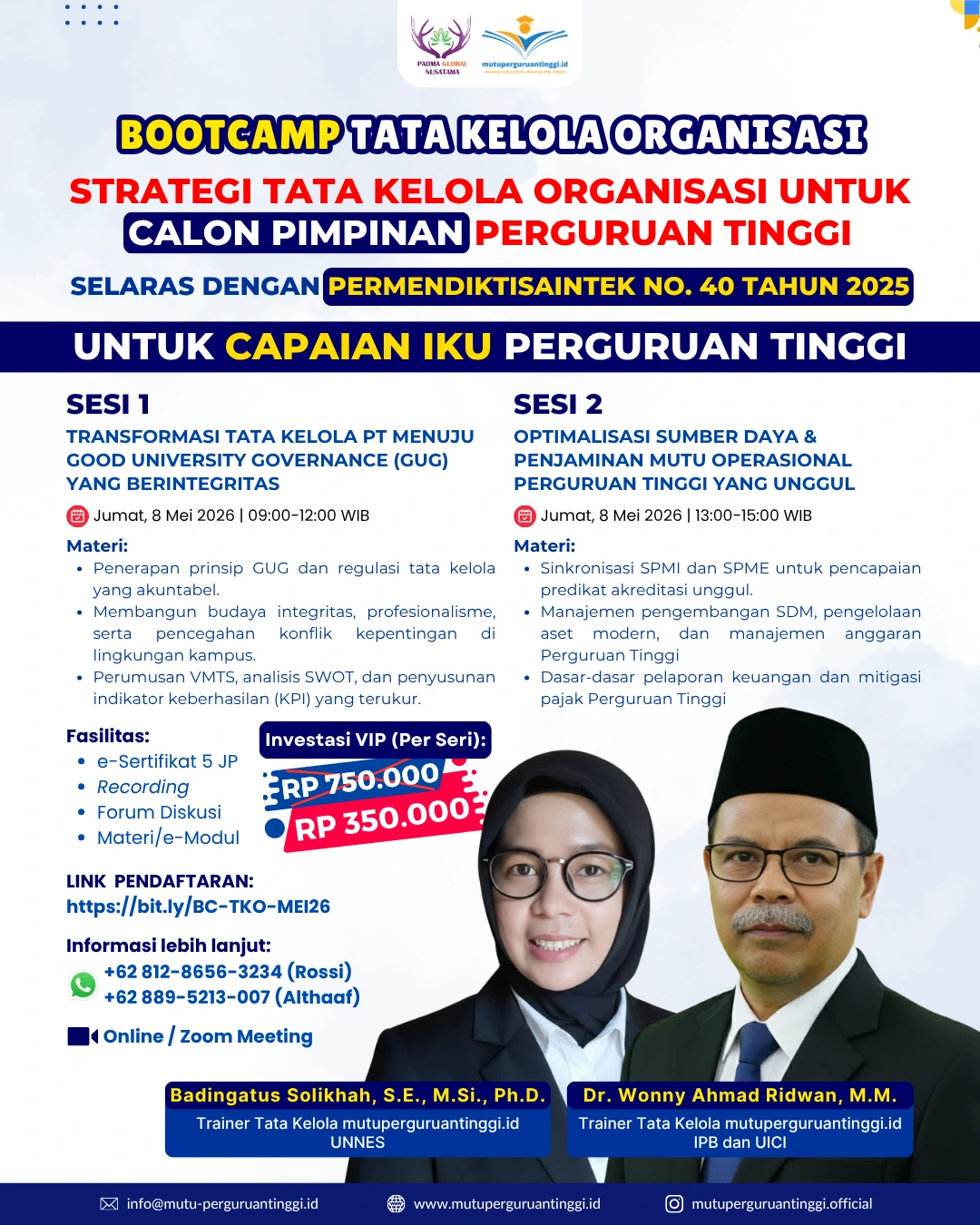 Bootcamp-Tata Kelola Organisasi Perguruan Tinggi-Mei 2026