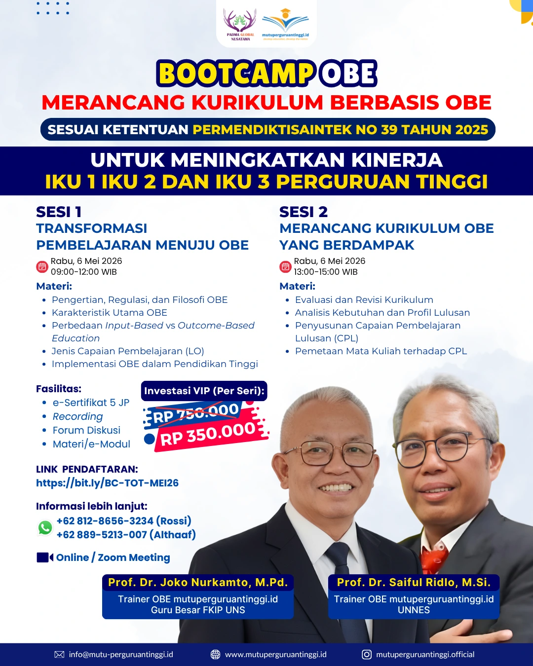 Bootcamp-Training of Trainer Outcome Based Education-Mei 2026