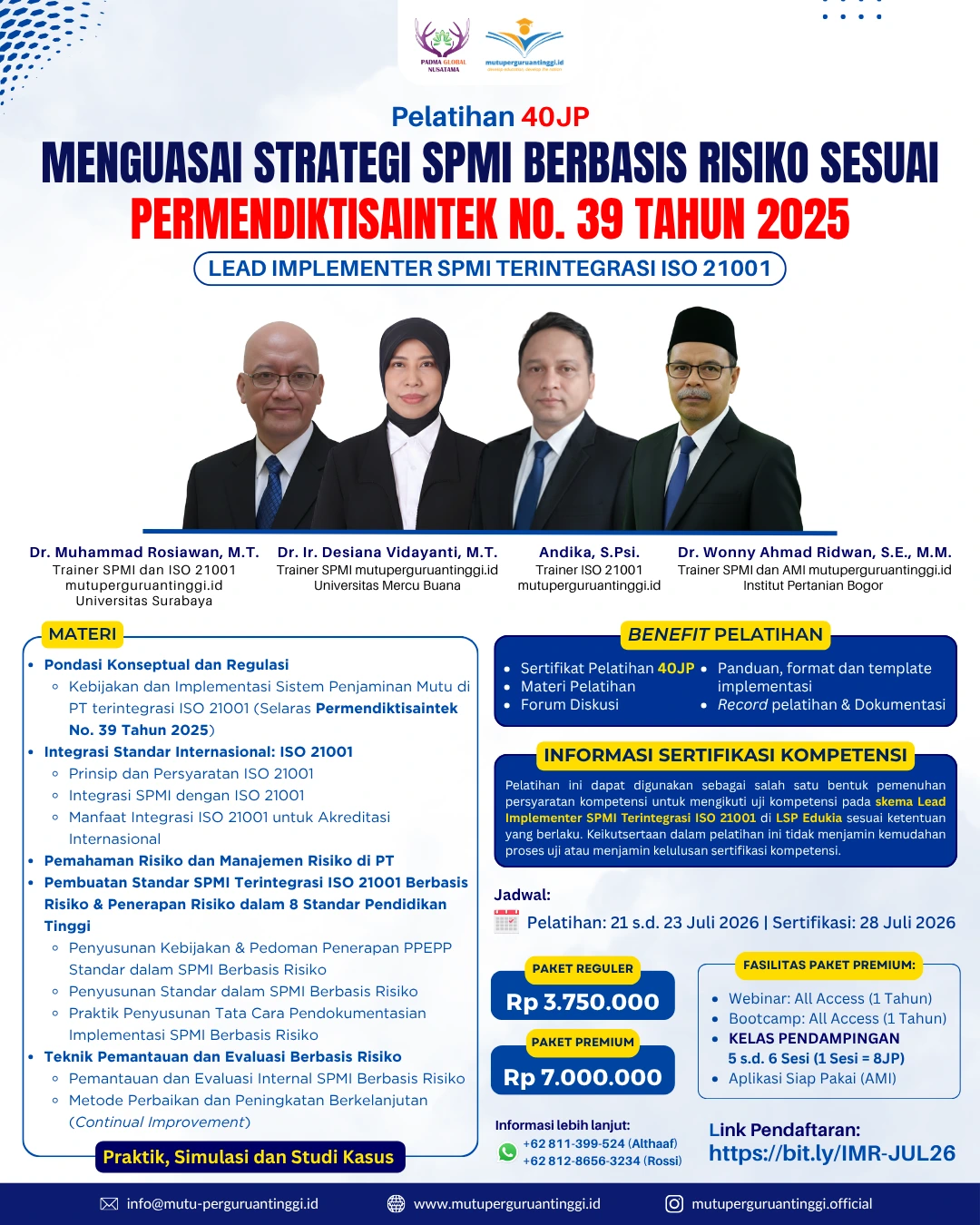 Pelatihan 40JP-Lead Implementer SPMI Terintegrasi ISO-Juli 2026