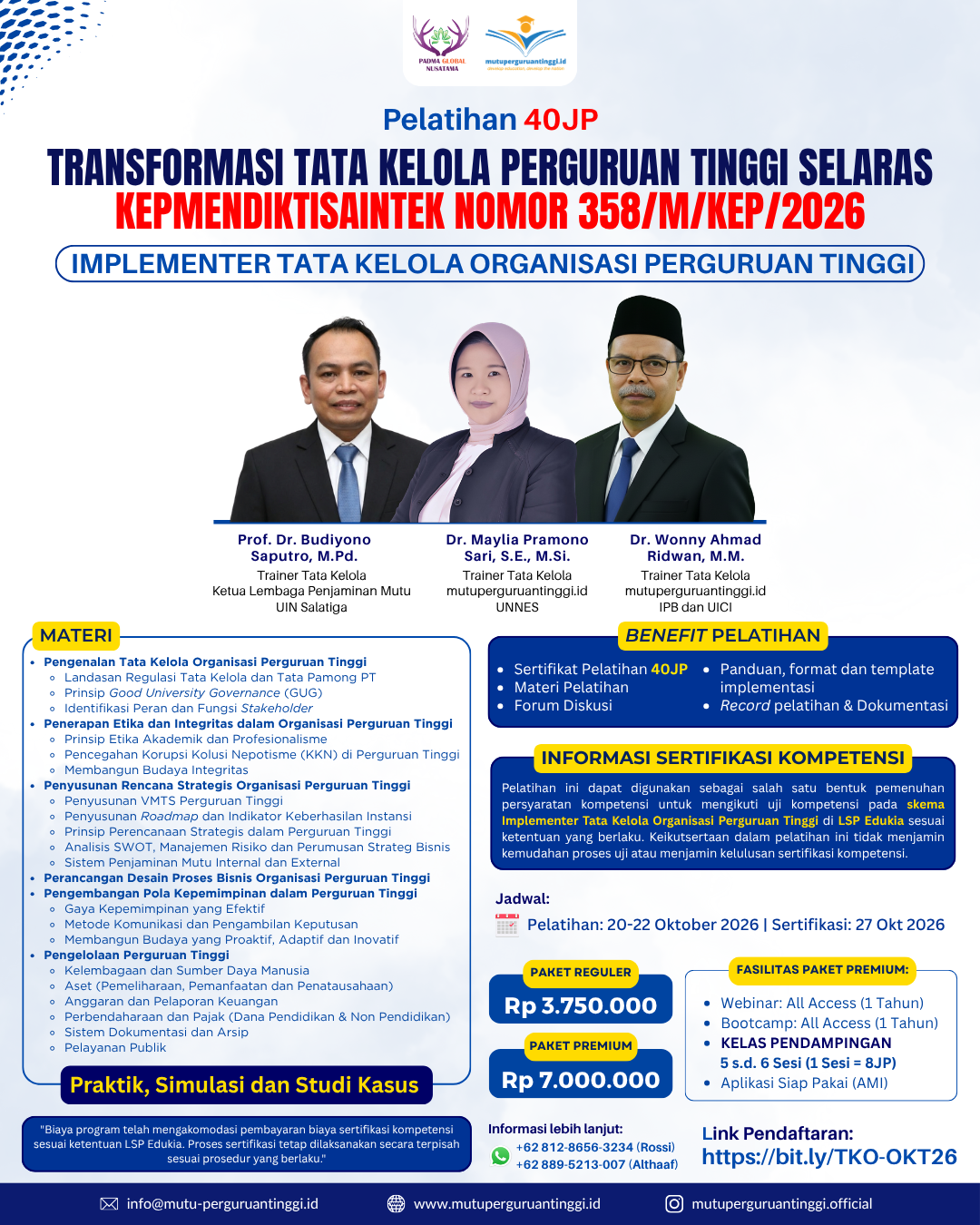 Pelatihan 40JP-Implementer Tata Kelola Organisasi Perguruan Tinggi-Oktober 2026
