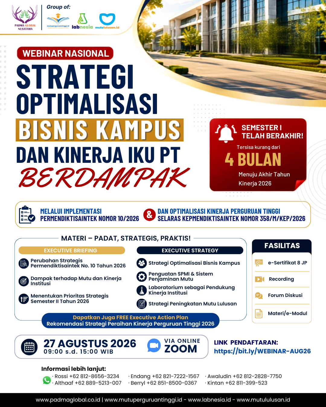 Webinar Nasional: Strategi Optimalisasi Bisnis Kampus dan Kinerja Iku PT Berdampak